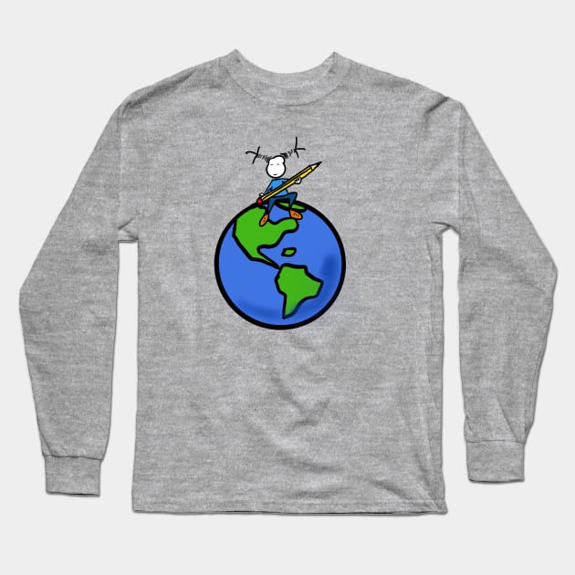 World drawing Long Sleeve T-Shirt by Guastevi